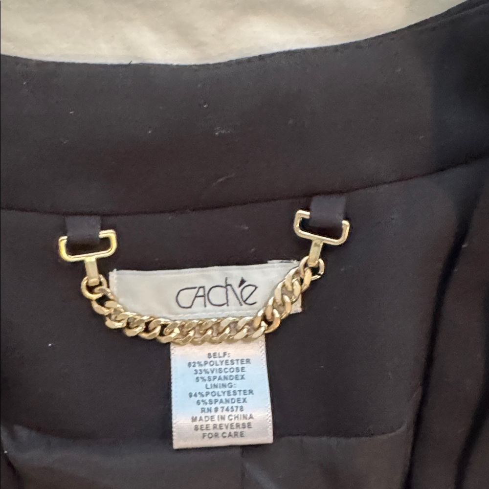 Cache’ Stunning Black Jacket With Silver Gold Met… - image 6